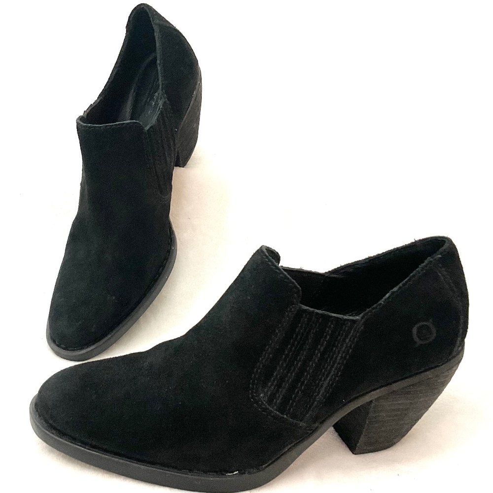BLACK BORN FREDRIKA SUEDE WESTERN COMFORT CHELSEA ANKLE SHOOTIES SZ 6.5M